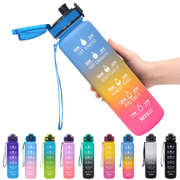 1L Tritan Wasser Flasche Mit Zeit Marker Bounce Abdeckung Motivations Wasser Flasche Radfahren Dicht Tasse Für Sport Fitness Flaschen